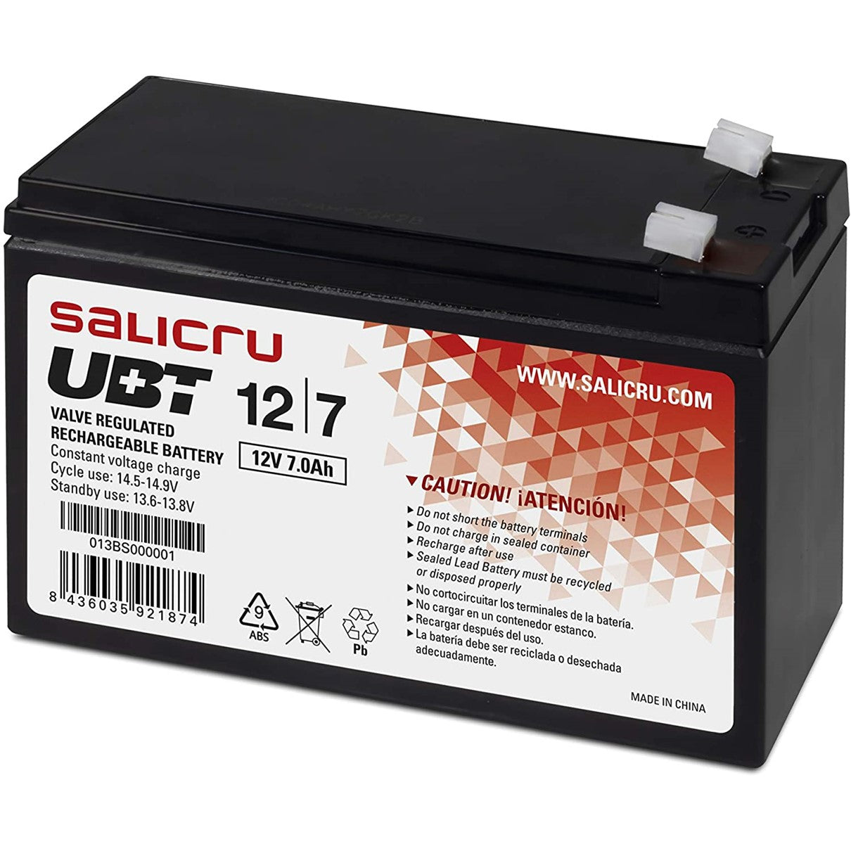 Batería AGM Salicru 12V 7Ah - Potencia y Fiabilidad para SAI