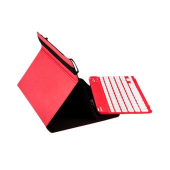 Funda Gripcase Universal Plateada para Tablet 9-10" con Teclado Bluetooth Rojo