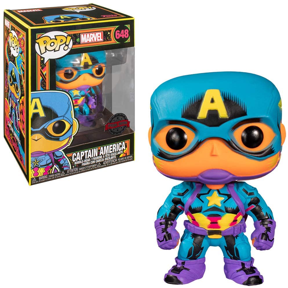 Funko Pop Marvel Capitán América Black Light Multicolor 9 cm