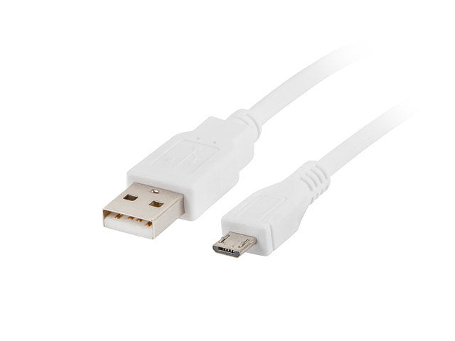 Cable usb lanberg 2.0 macho -  micro usb macho 1.8m blanco
