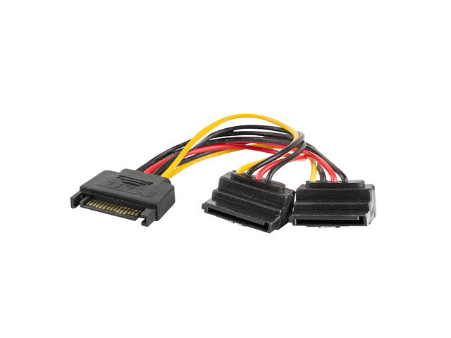 Cable de Alimentación SATA en Y - 1x Macho a 2x Hembras 15cm Lanberg
