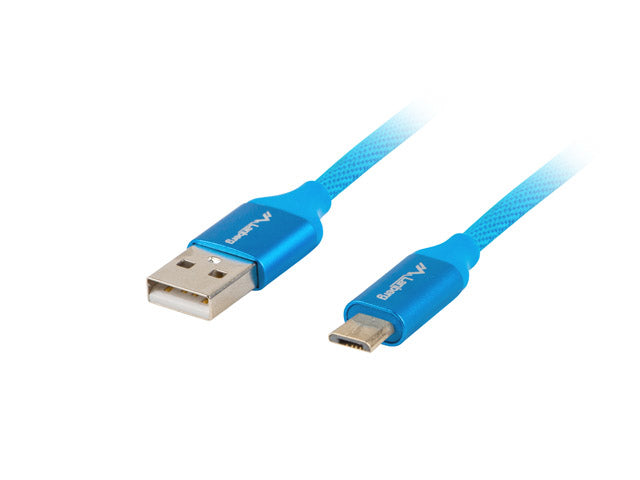 Cable usb lanberg 2.0 macho - micro usb macho quick charge 3.0 1m azul