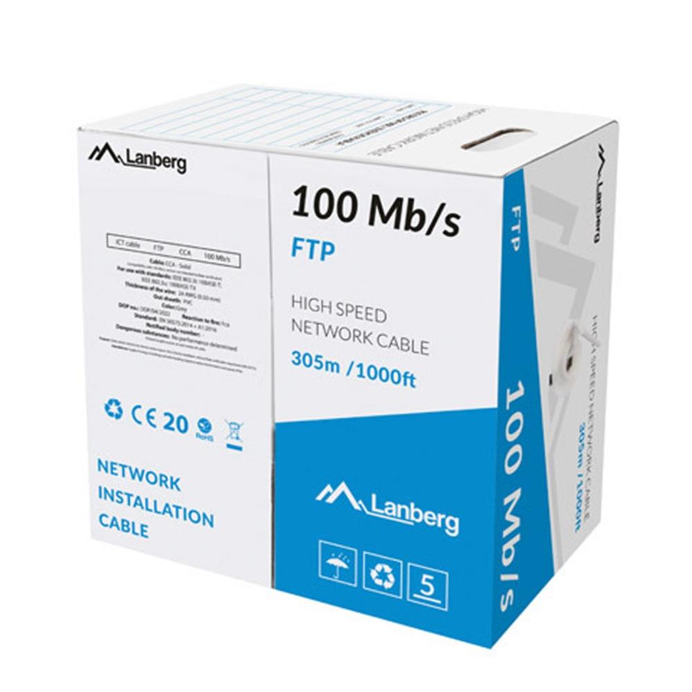 Cable LAN Lanberg 100Mb CCA AWG24 F/UTP 305m Gris