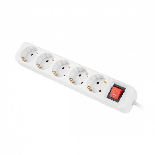 Regleta Lanberg 5 Tomas Schuko con Protección IP20 - 3m Blanca