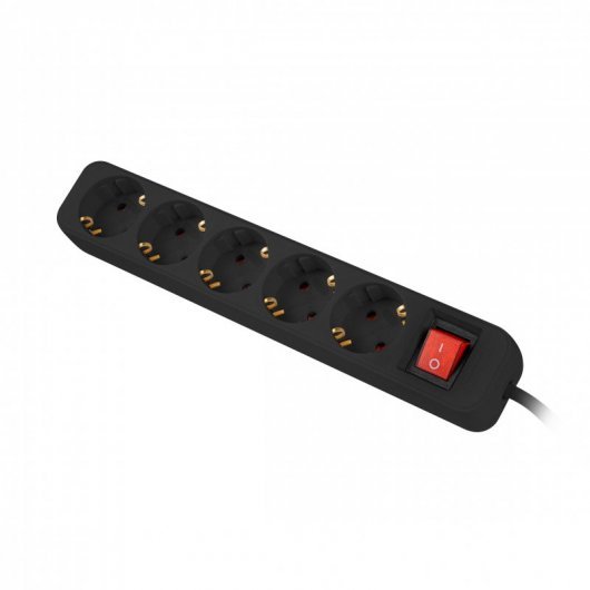 Regleta Lanberg 5 Tomas Schuko con Protección Infantil - 3m Negra