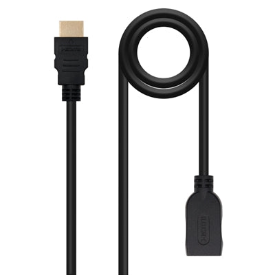 Cable HDMI 2.0 Nanocable 2m Macho a Hembra Negro - Alta Velocidad y 4K soportado