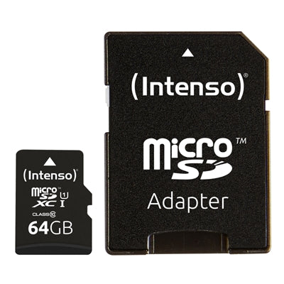 Tarjeta Micro SD Intenso 64GB UHS-I CL10 con Adaptador SD