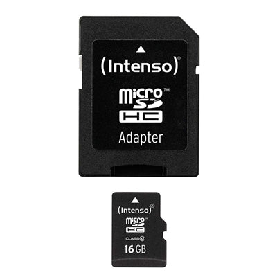Tarjeta MicroSD Intenso 16GB Clase 10 con Adaptador SD