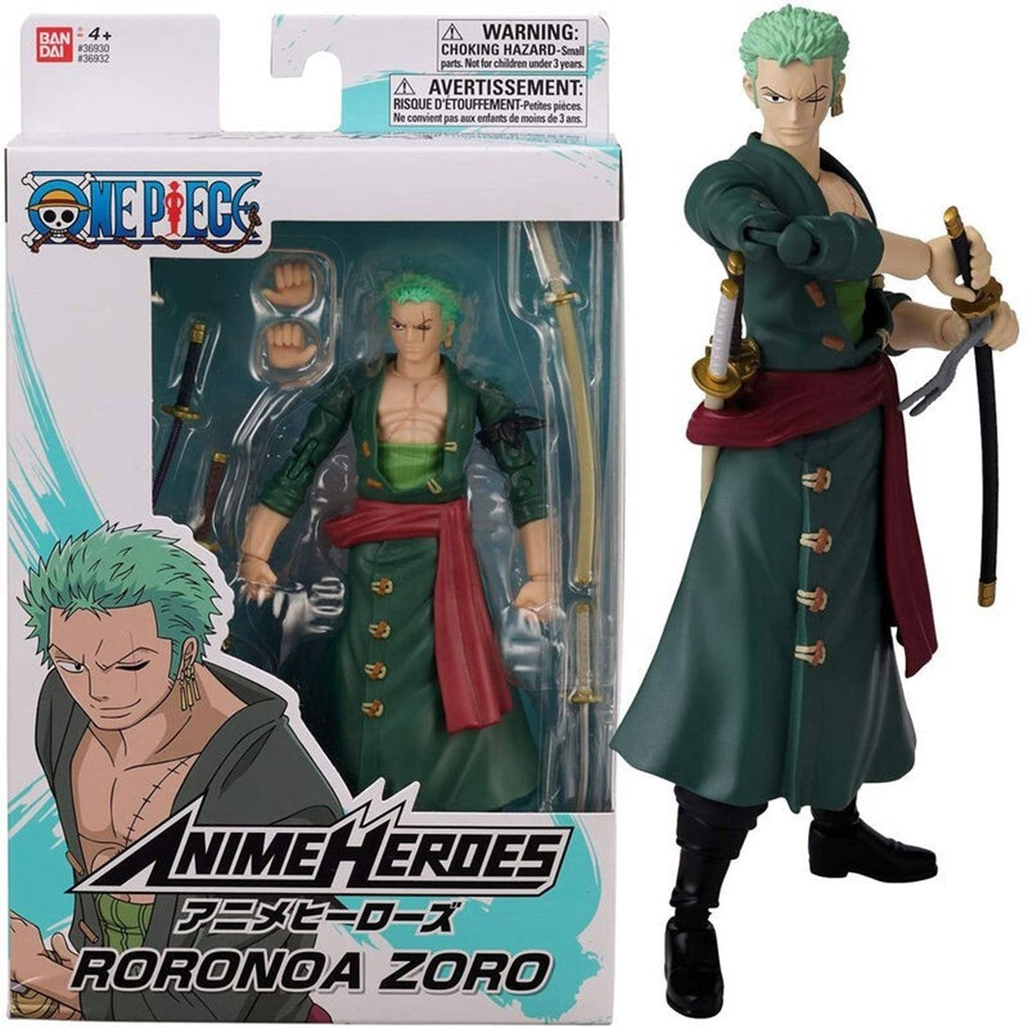 Figura de Acción ANIME HEROES Roronoa Zoro - 17 cm, +16 Puntos de Articulación