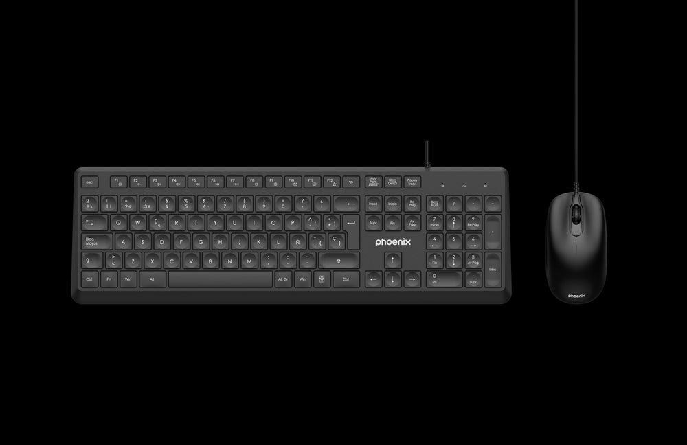 Phoenix combo teclado multimedia + ratón con cable usb 1200dpi