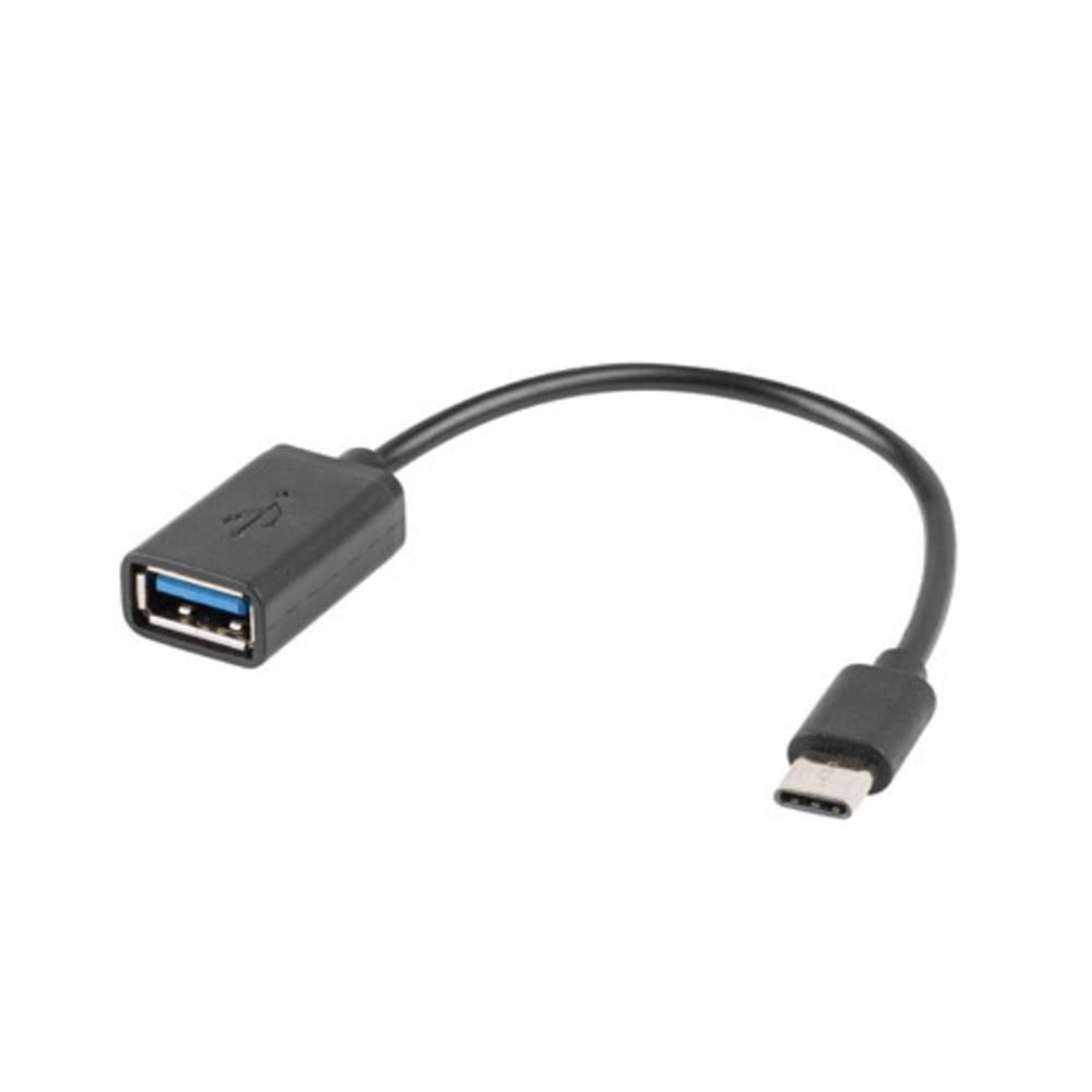 Adaptador USB Tipo C a USB Tipo A Lanberg 15cm - Macho a Hembra - Negro