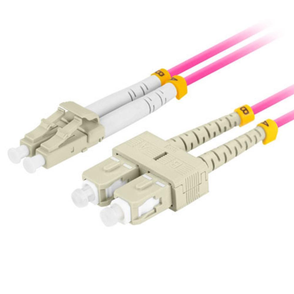 Cable de Fibra Óptica Lanberg LC-SC Duplex LSZH OM4 1m Violeta