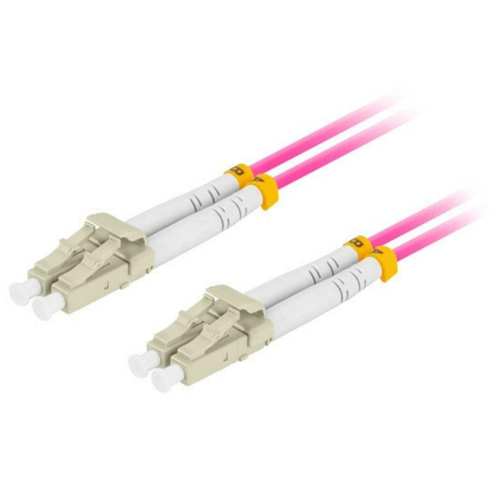 Cable de Fibra Óptica Lanberg 0.5m Duplex OM4 50/125 LC/UPC LSZH Violeta