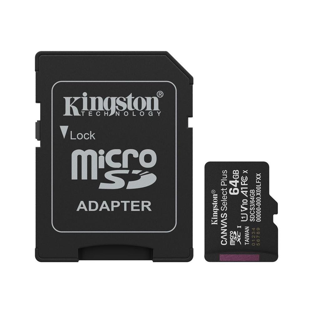 Tarjeta de Memoria Micro SDXC Kingston Canvas Select Plus 64GB con Adaptador SD