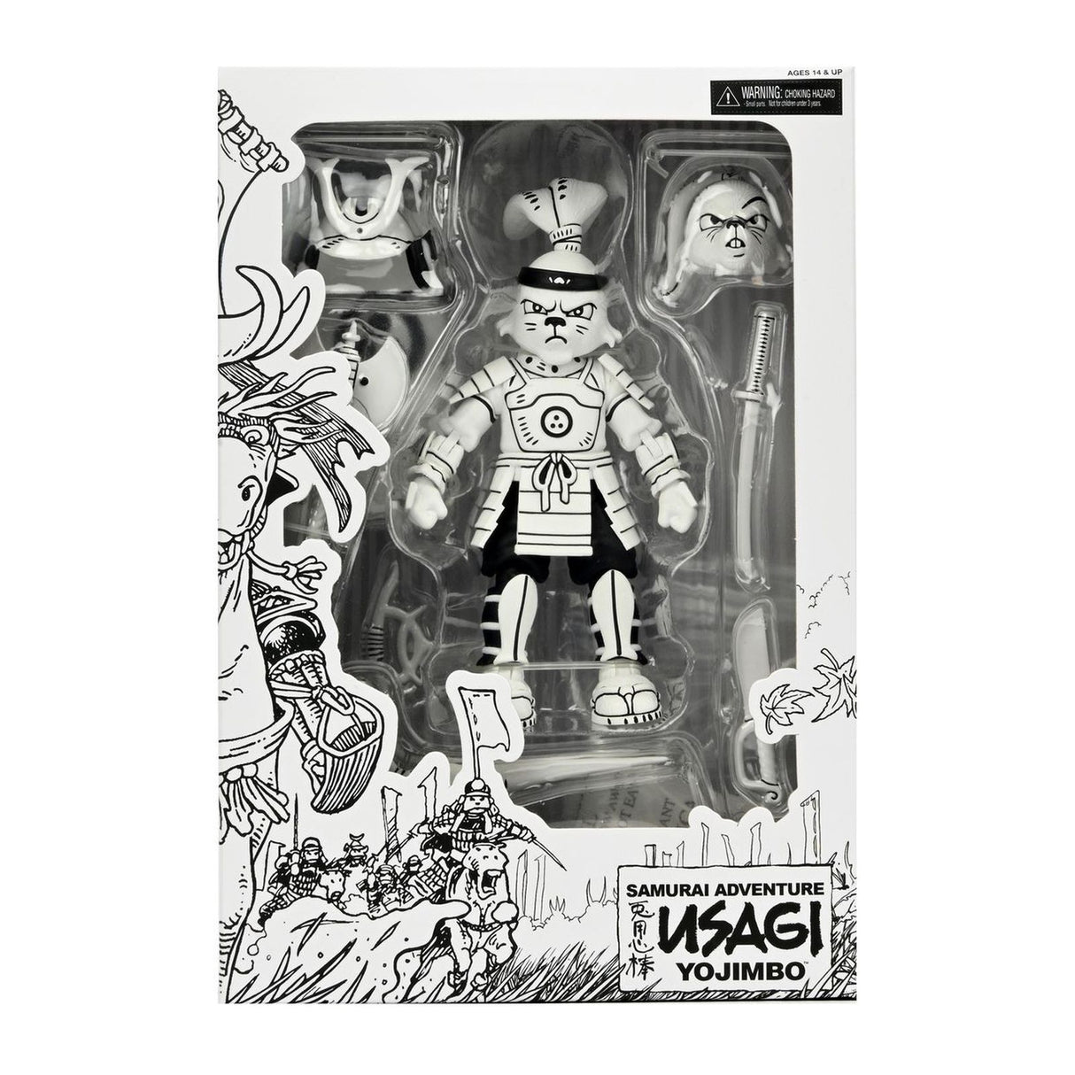 Figura Usagi Yojimbo Black & White Edición Limitada de NECA 18 cm