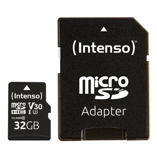 Tarjeta Micro SD Intenso 32GB Profesional V30 con Adaptador SD - Ideal para Vídeo 4K
