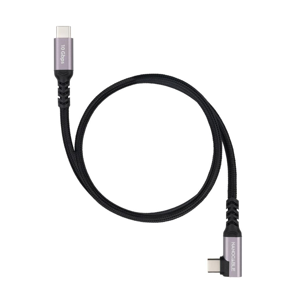 Cable Nanocable USB-C 3.2 Gen2 Acodado 100W 1m