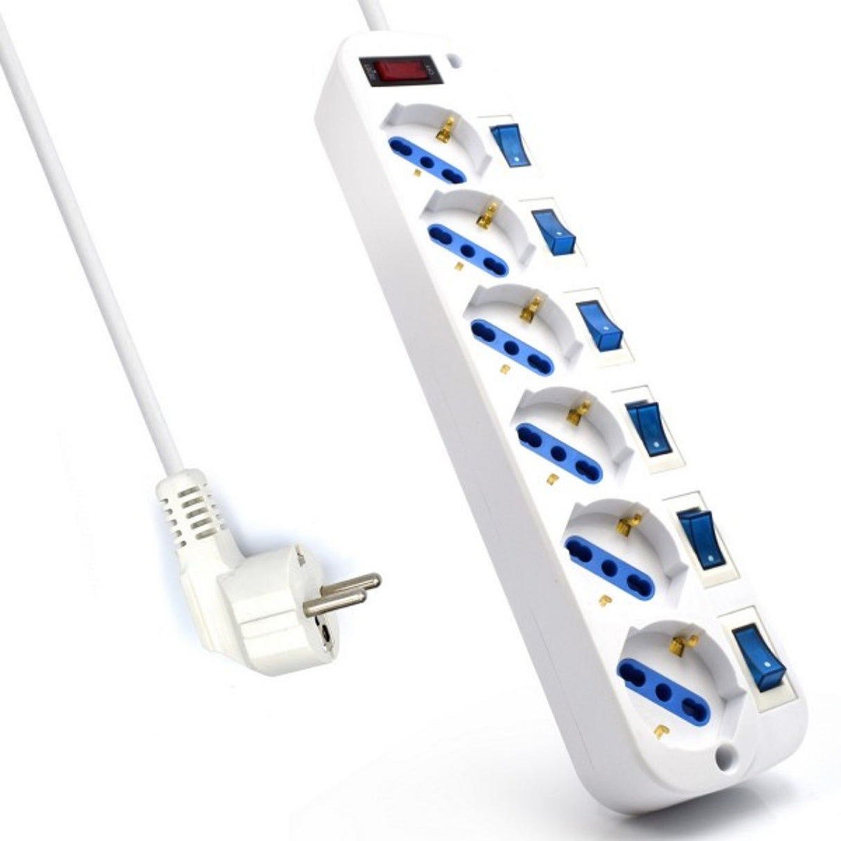 Regleta Ewent con 6 Tomas Schuko, Interruptores Individuales y 5 Metros de Cable