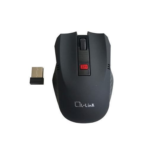 Ratón Óptico Inalámbrico L-Link Negro con Ajuste de Sensibilidad DPI