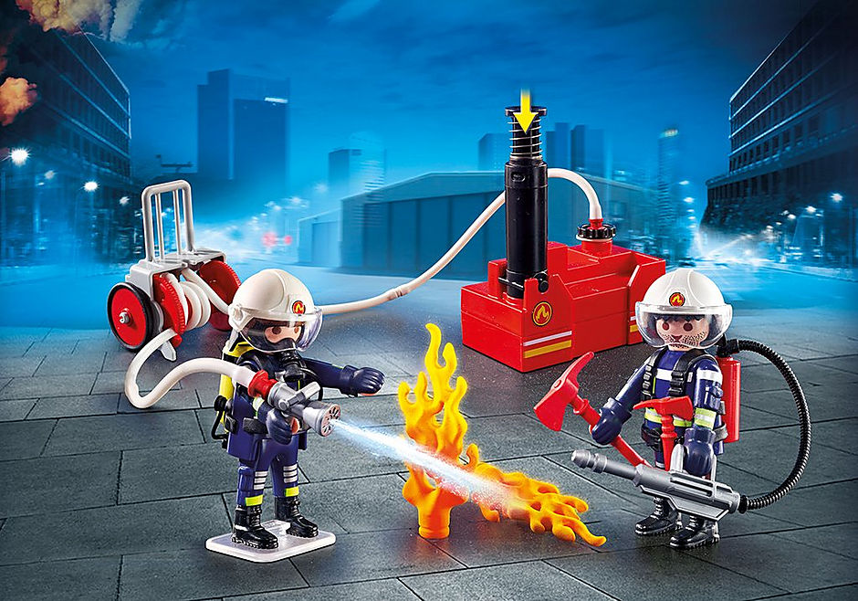 Playmobil Ciudad Acción - Set de Bomberos con Bomba de Agua