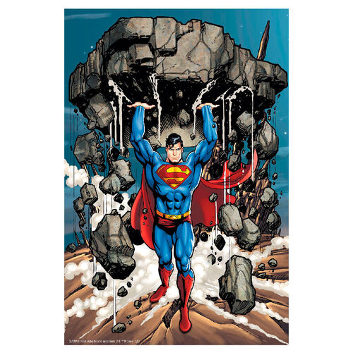Puzzle 3D Lenticular DC Comics: Superman Levantando Escombros - 300 Piezas
