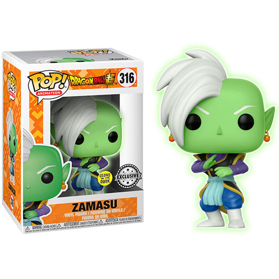 Funko Pop Zamasu de Dragon Ball Super - Figura Brillo en la Oscuridad 9 cm