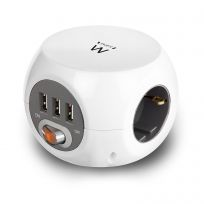 Regleta Cúbica Ewent EW3939 con 3 Tomas Shucko y 3 Puertos USB
