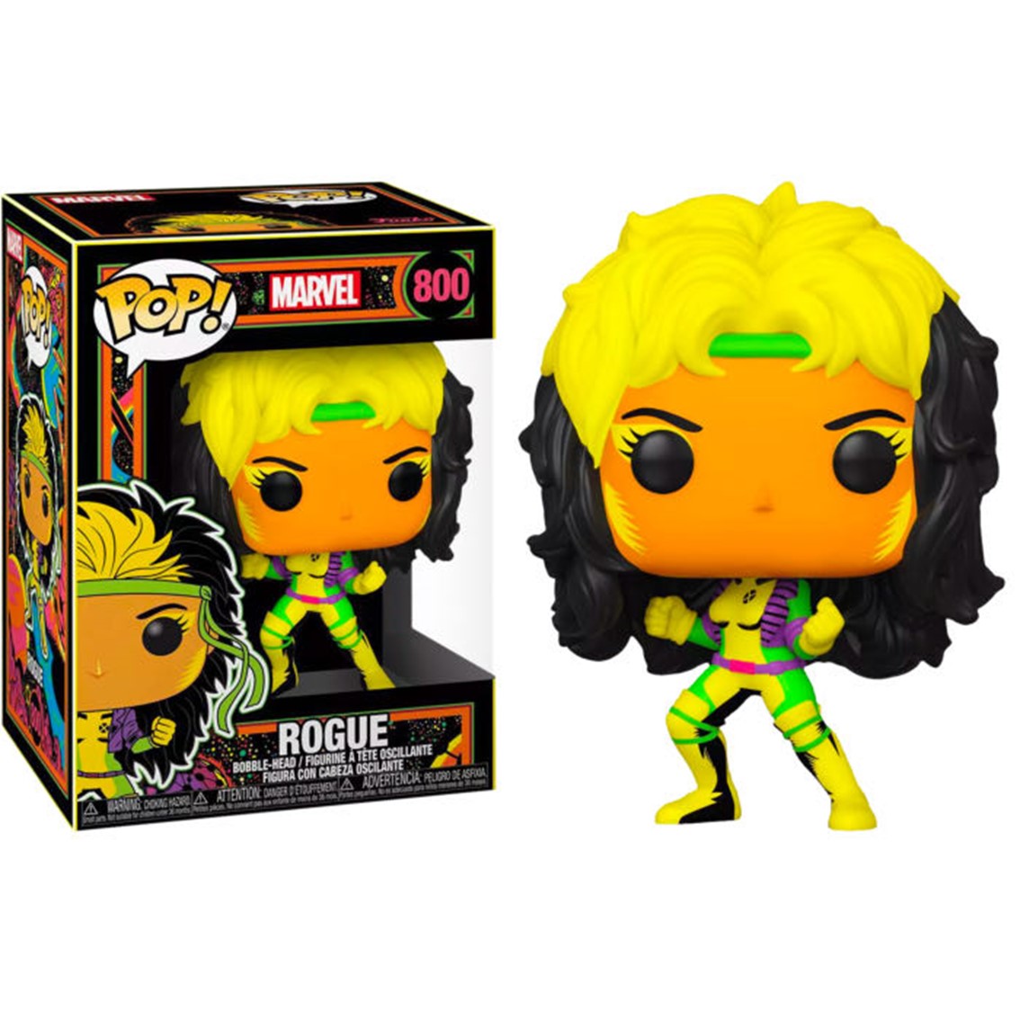 Figurita Exclusiva Funko Pop Marvel Black Light Rogue 55164 - Brillo en la Oscuridad