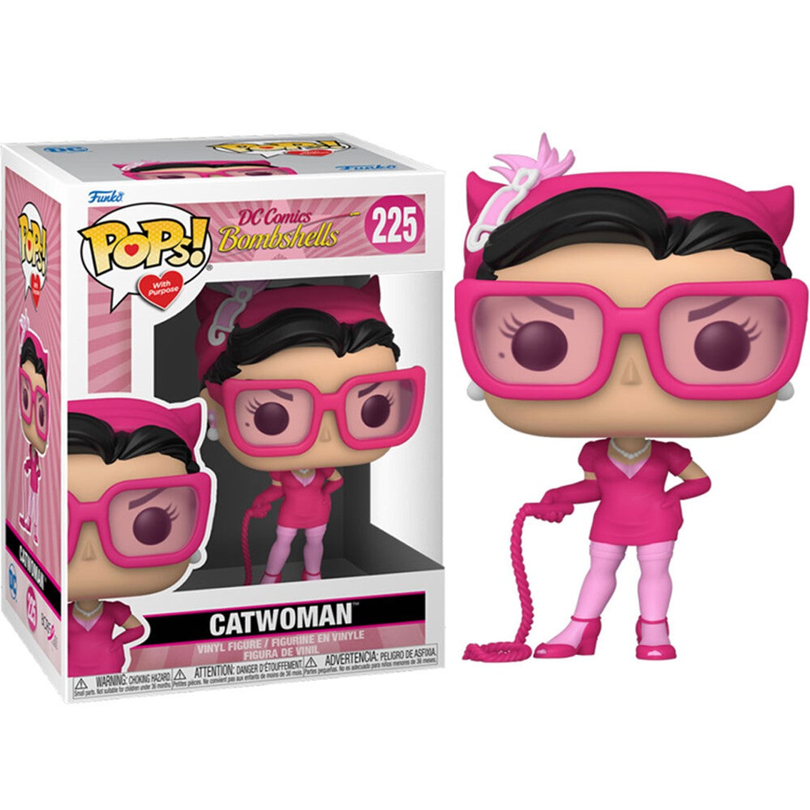 Funko Pop DC Bombshell Catwoman - Edición Especial Cancer de Mama 9 cm