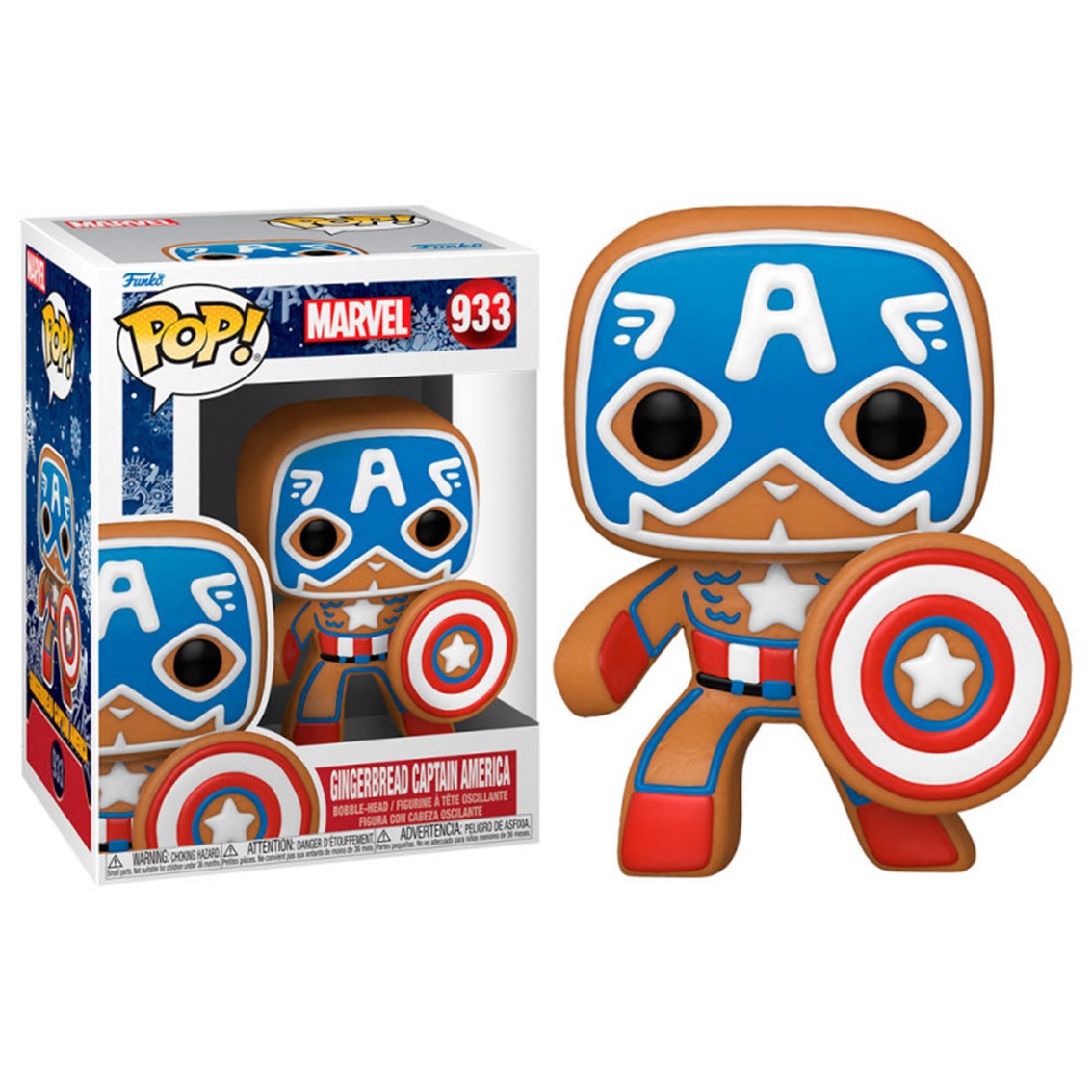 Funko Pop Marvel Capitán América Navidad (Galleta Jengibre) - 9 cm