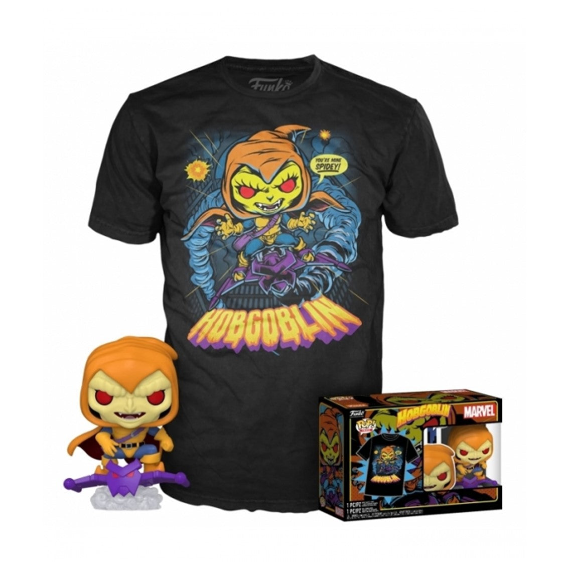 Figura Funko Pop Hobgoblin de Spider-Man + Camiseta Exclusiva XL