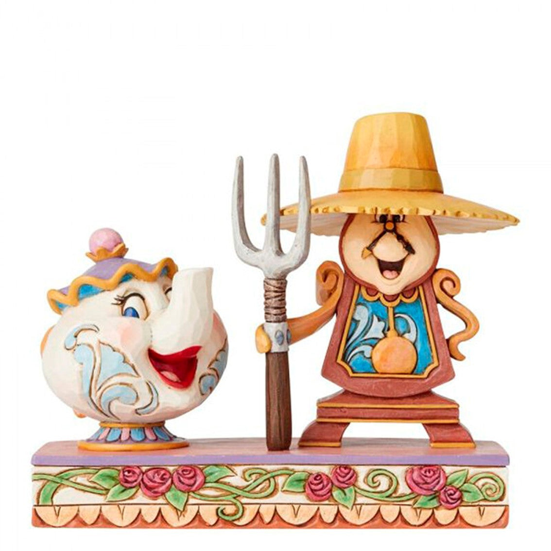 Figura Enesco Disney: Cogsworth y la Señora Potts de La Bella y la Bestia