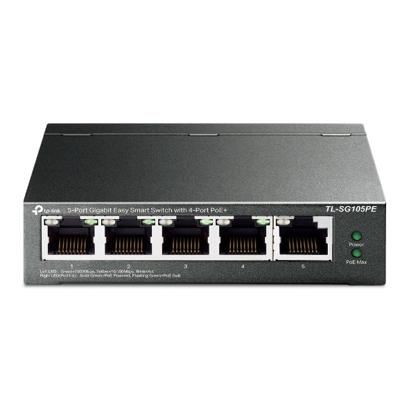 Switch Gigabit Easy Smart TP-Link TL-SG105PE con 5 puertos y 4 Puertos PoE+