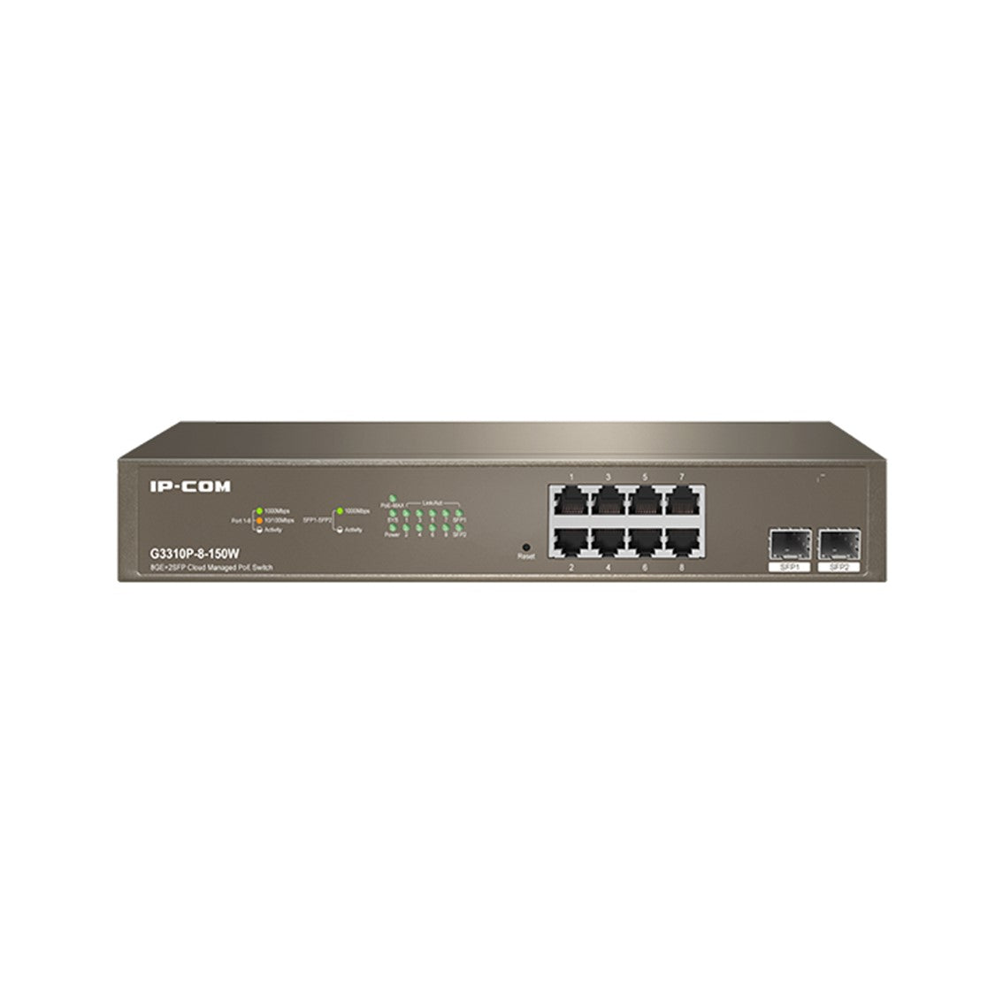 Conmutador PoE Gestionado en la Nube G3310P-8-150W con 8 Puertos Gigabit Ethernet y 2 SFP