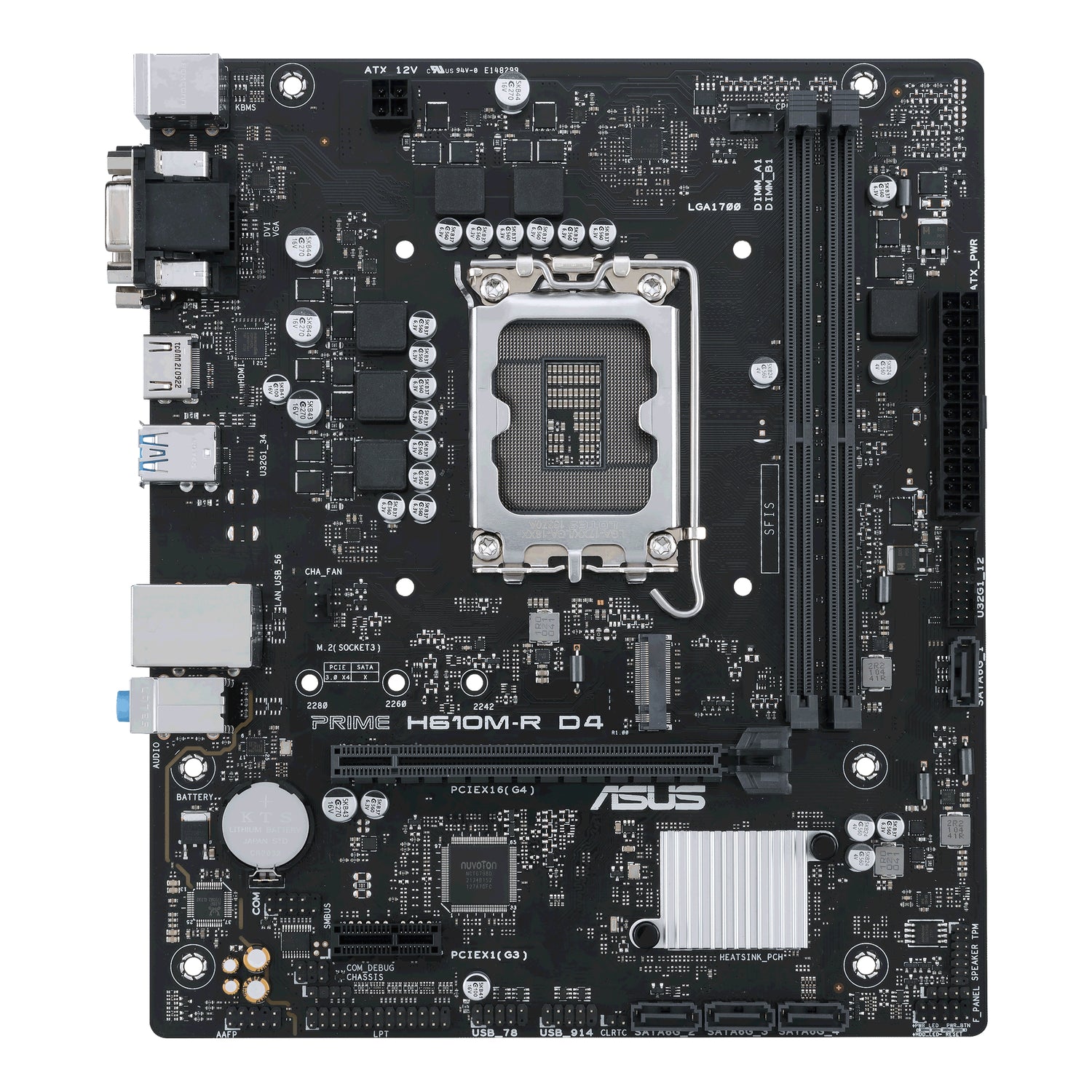 Placa Base Asus Prime H610M-R D4 - ATX, Intel 12ª Gen, 64GB DDR4, 4K HDMI, Audio 7.1