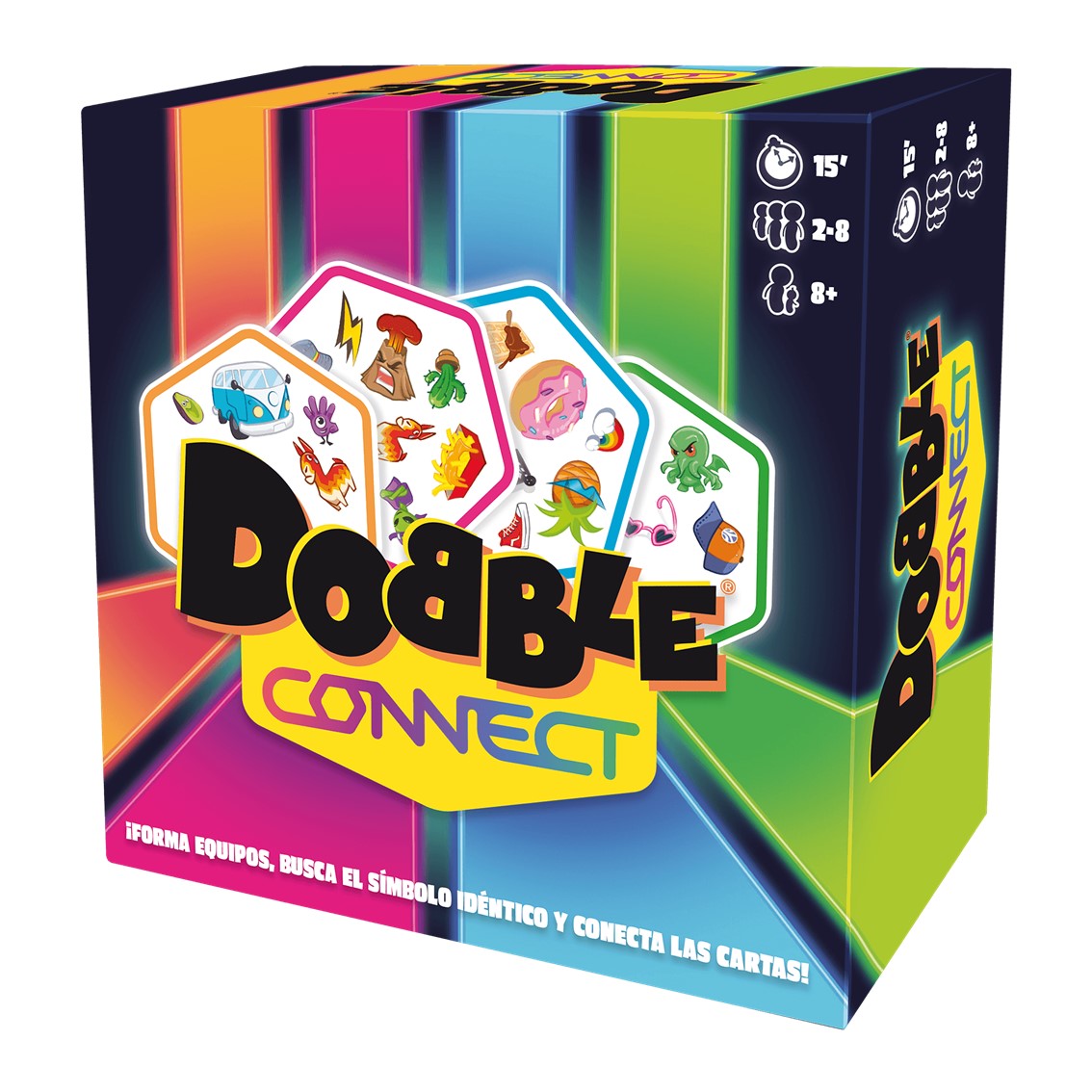 Dobble Connect - Juego de Cartas para 2 a 8 Jugadores, Edad 8+