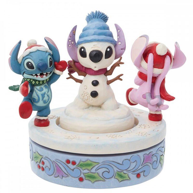 Figura Decorativa Enesco Lilo & Stitch con Muñeco de Nieve Rotativo - 15 cm