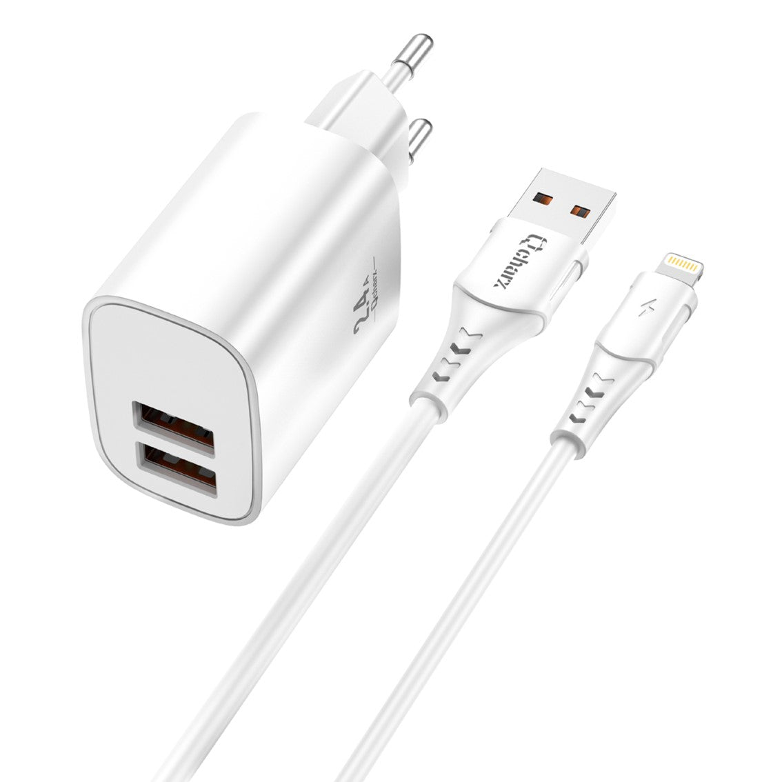 Kit Cargador Qcharx Apolo 24A con Cable USB a Lightning 1m