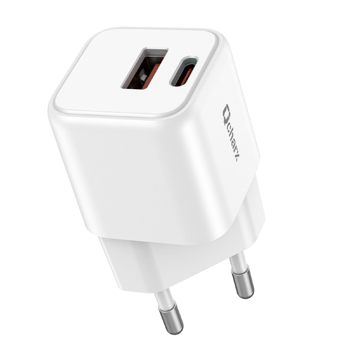 Cargador Rápido Mini Qcharx Zeus 20W USB A + Tipo C Blanco