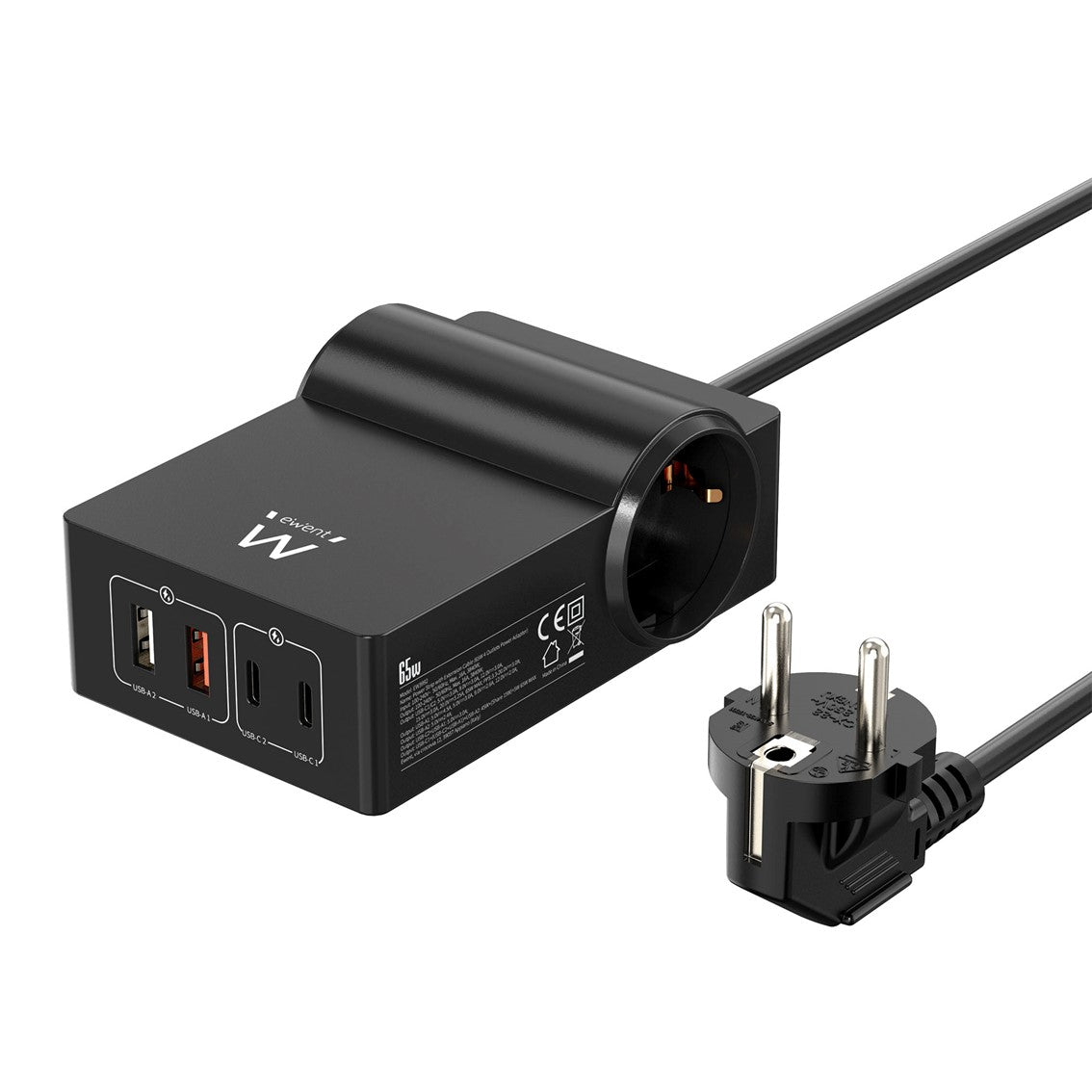 Cargador Ewent EW3992 65W: Estación de Carga USB con 2x A y 2x C