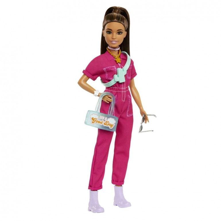 Muñeca Barbie Mono Rosa de Mattel con Accesorios Trendy