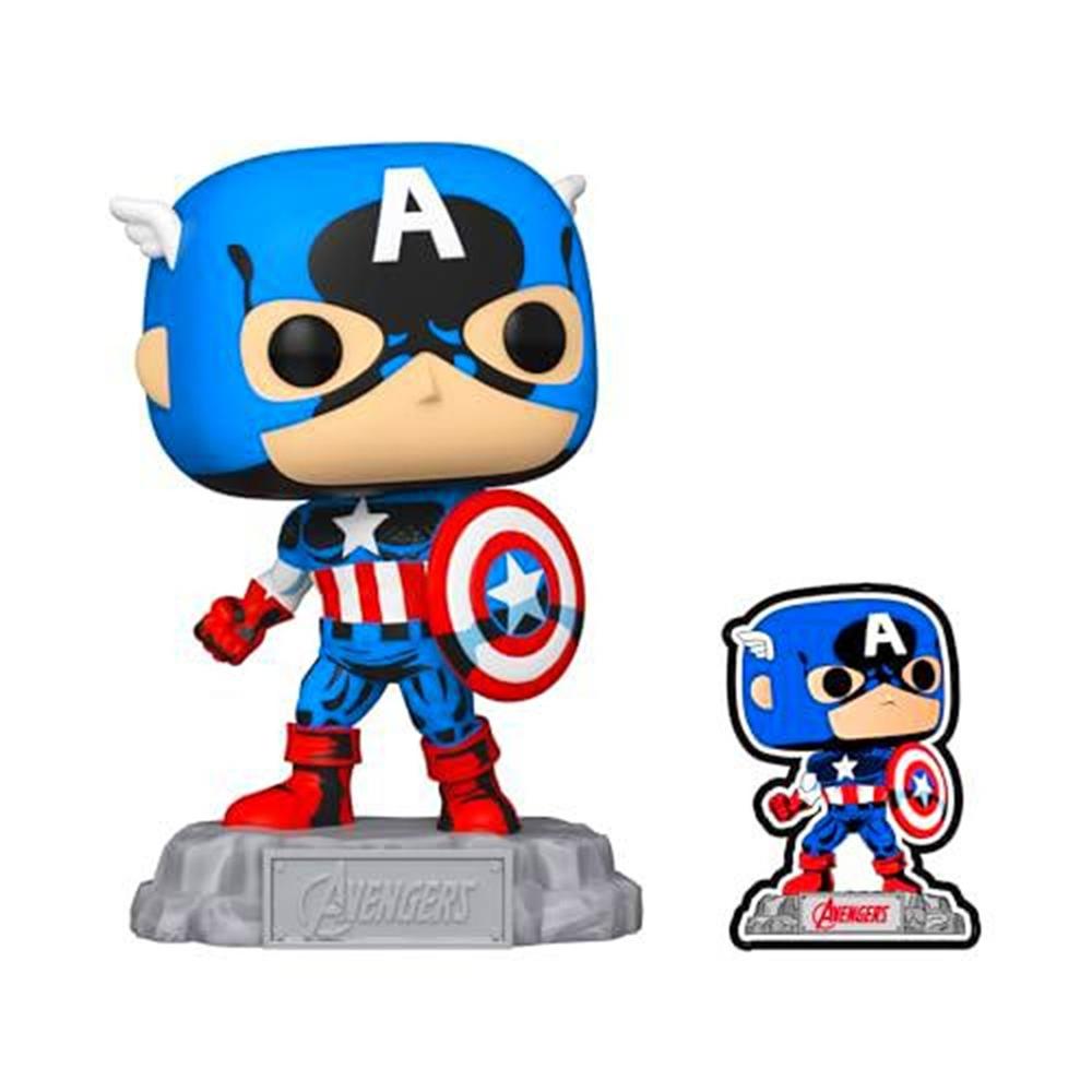 Funko Pop Marvel A60 - Capitán América Cómic con Pin