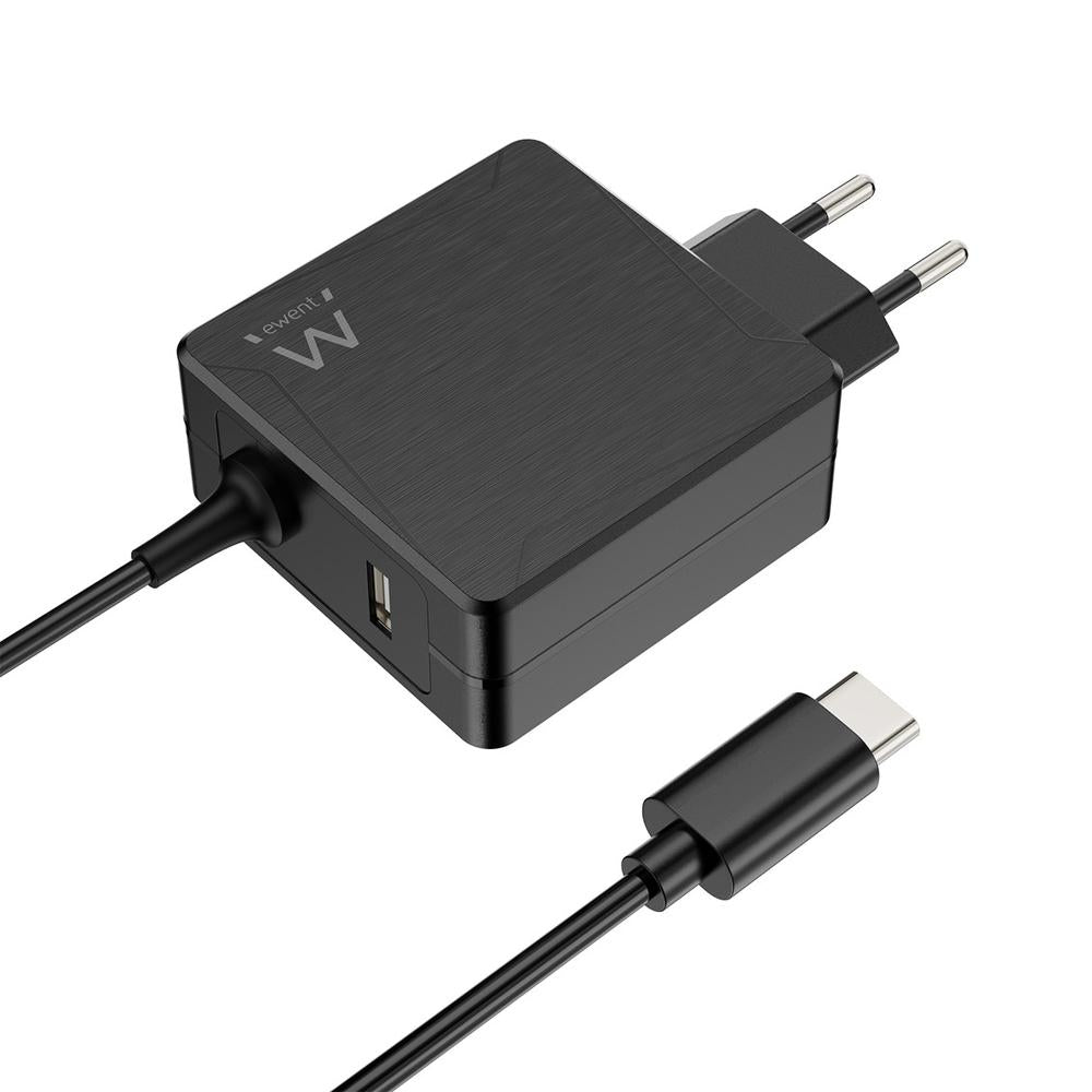 Cargador de Pared USB Tipo C Ewent EW3978 - 65W con Puerto USB Tipo A