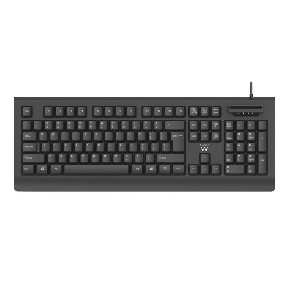 Teclado Ewent EW3286 USB con Lector de DNI Integrado - Seguridad y Elegancia