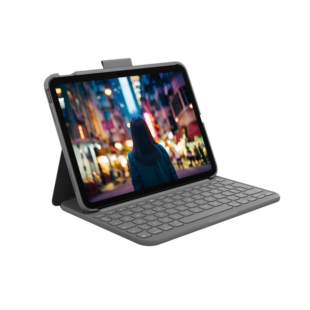 Estuche Logitech Slim Folio con Teclado para iPad 10a Generación - Gris Oxford