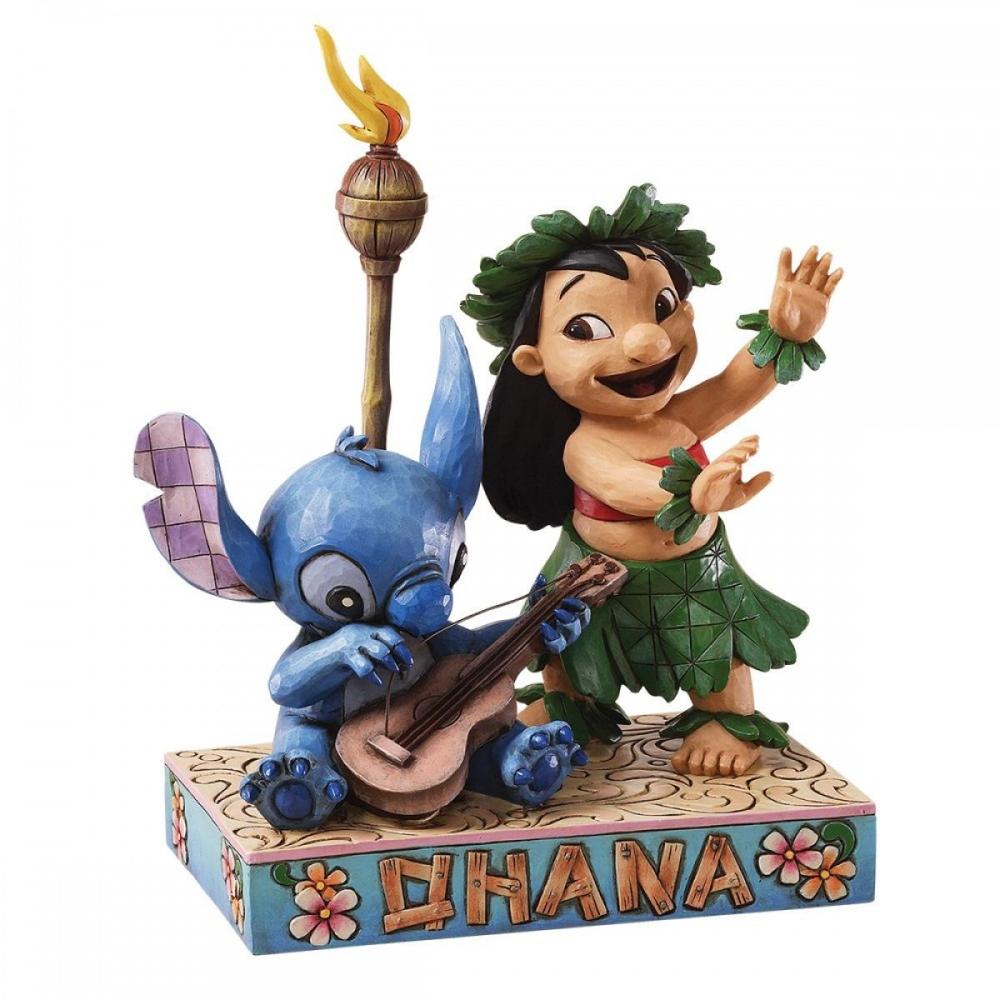 Figura Ohana de Jim Shore: Lilo y Stitch con guitarra hawaiana
