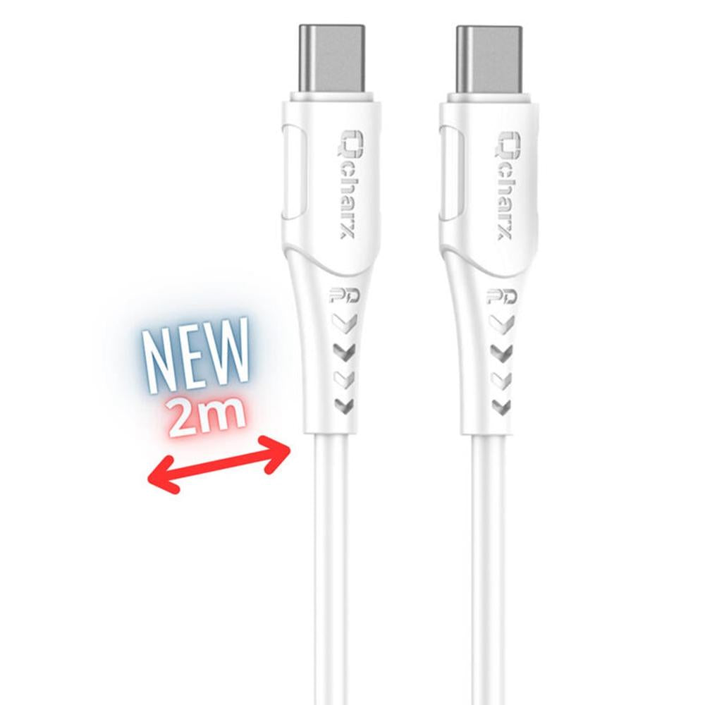 Cable Qcharx Sofía USB Tipo C a Tipo C 2m 60W Blanco