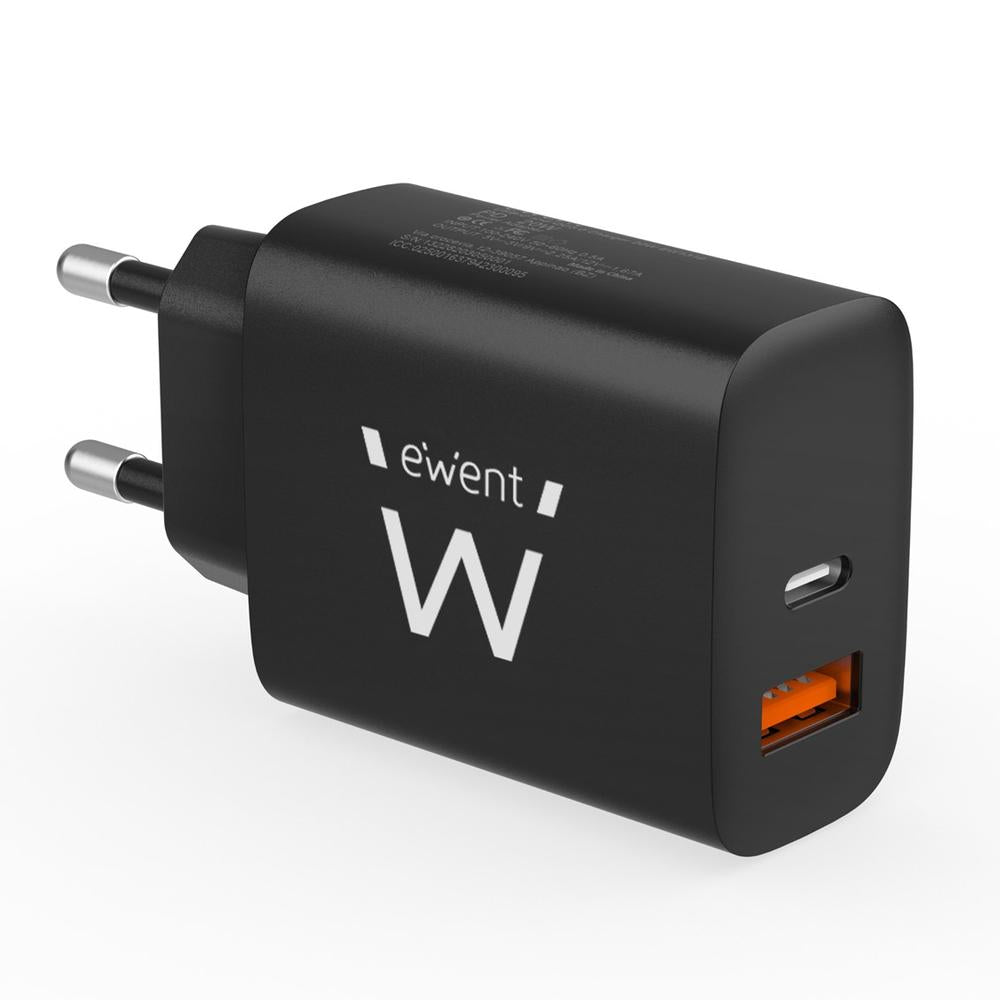 Cargador Ewent EW1319 20W USB-A y USB-C con Power Delivery