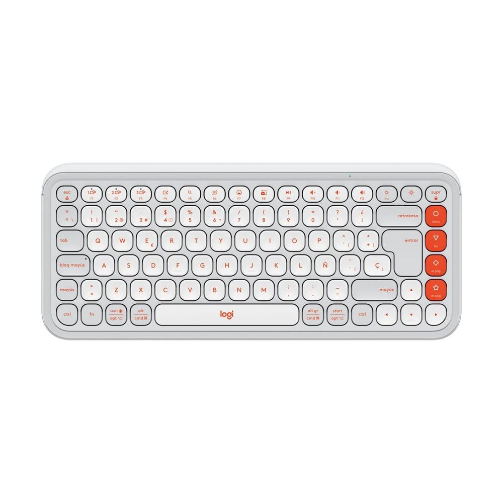 Teclado Inalámbrico Logitech Pop Keys Retro Blanco/Naranja
