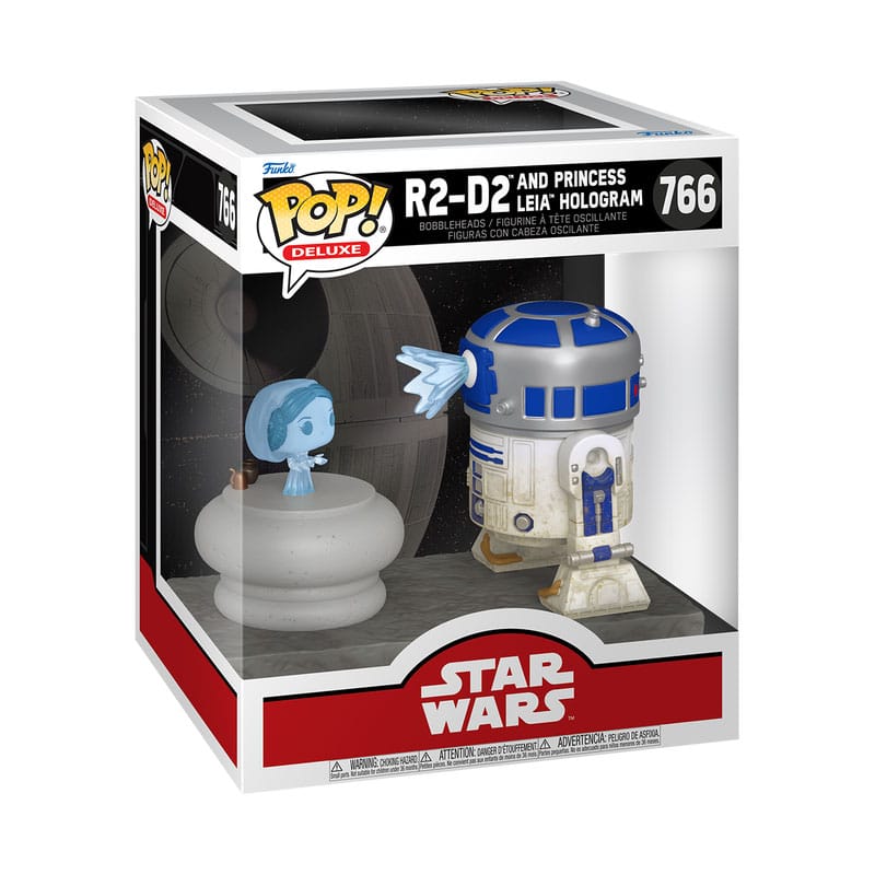 Figura Funko Pop Deluxe Star Wars R2-D2 con Princesa Leia Holograma